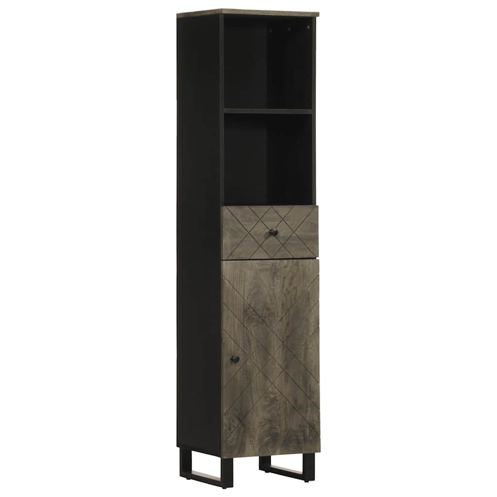 Mobile da Bagno Nero 38x33x160 cm in Legno Massello di Mango