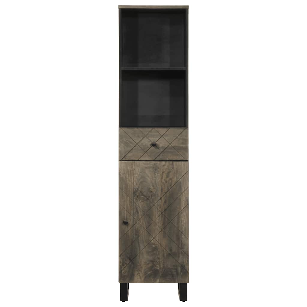 Mobile da Bagno Nero 38x33x160 cm in Legno Massello di Mango
