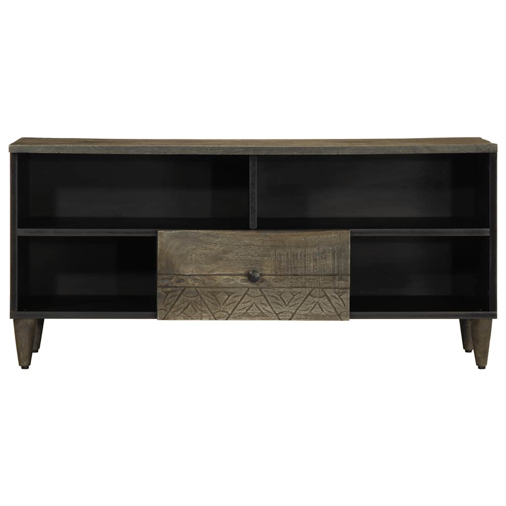 Mobile Porta TV Nero 100x33x46 cm in Legno Massello di Mango