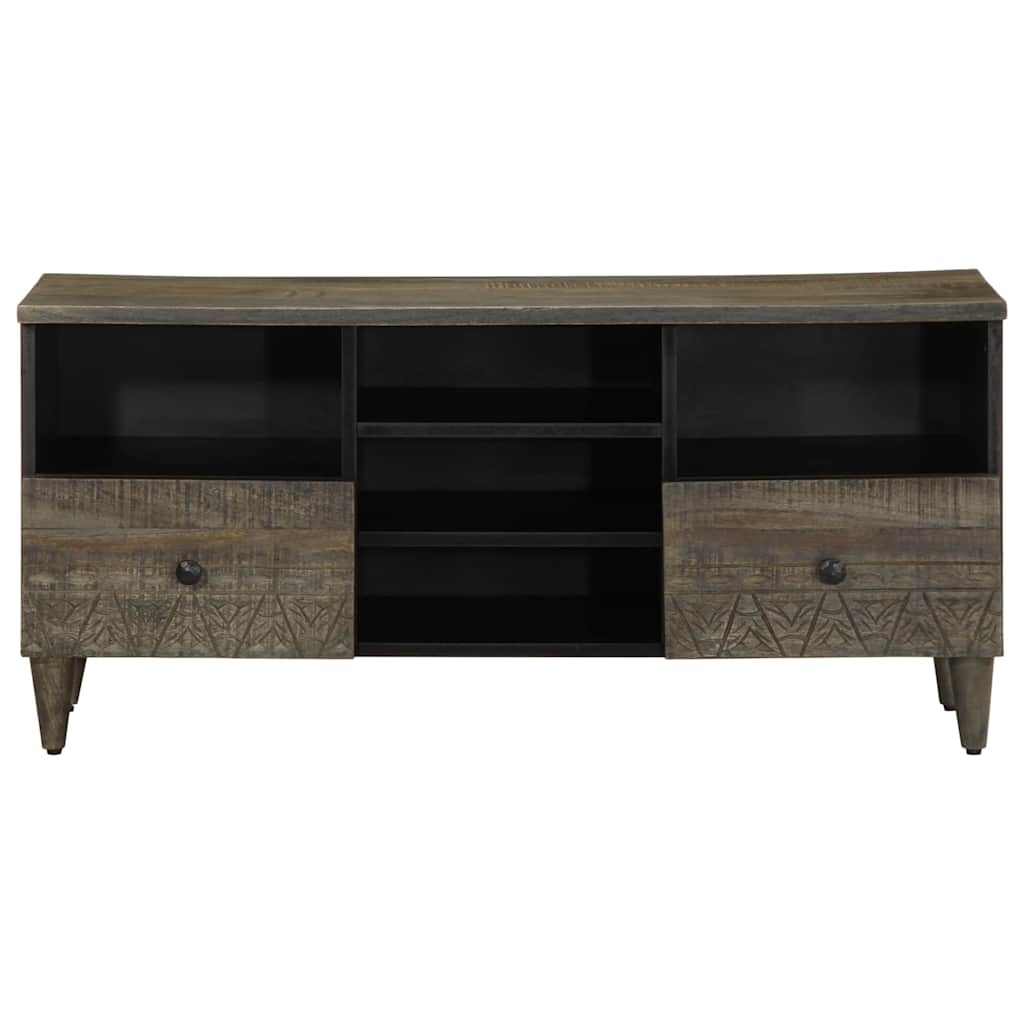 Mobile Porta TV Nero 100x33x46 cm in Legno Massello di Mango