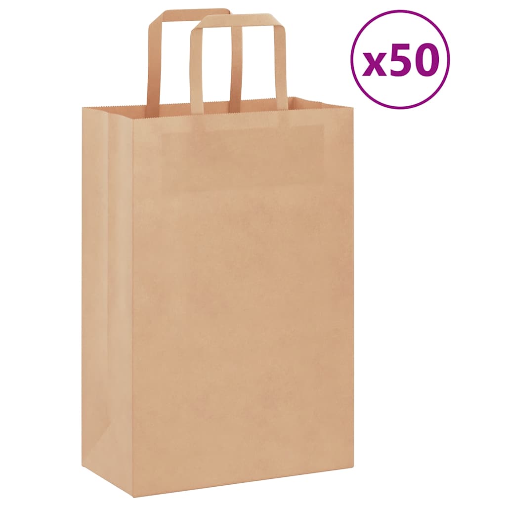 Sacchetti di Carta Kraft 50 pz con Manici Marrone 21x11x31 cm