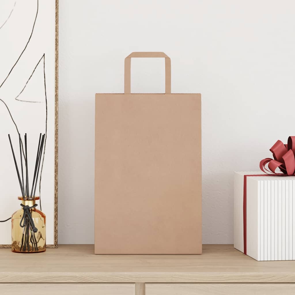 Sacchetti di Carta Kraft 50 pz con Manici Marrone 21x11x31 cm