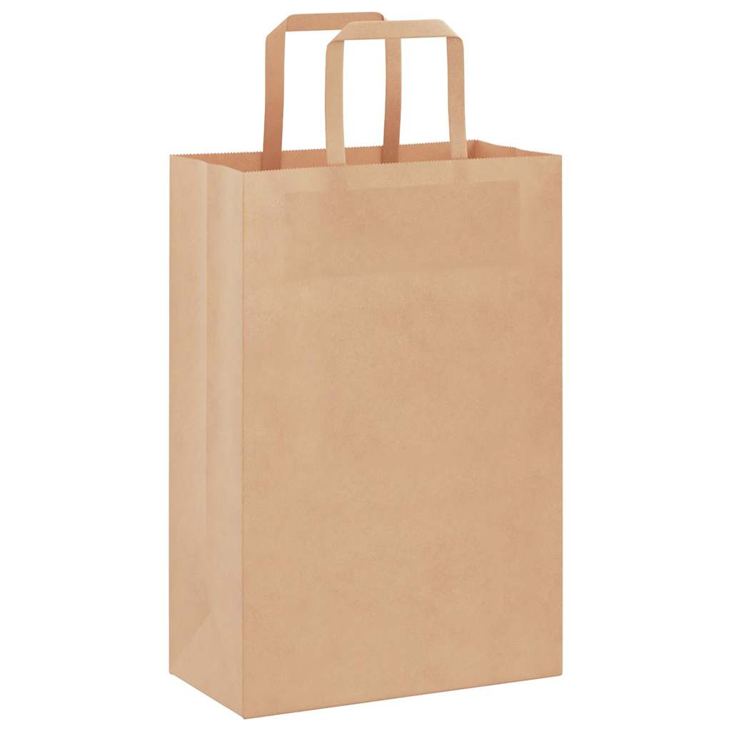 Sacchetti di Carta Kraft 50 pz con Manici Marrone 21x11x31 cm