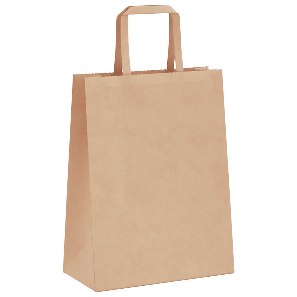 Sacchetti di Carta Kraft 250 pz con Manici Marrone 21x11x28 cm