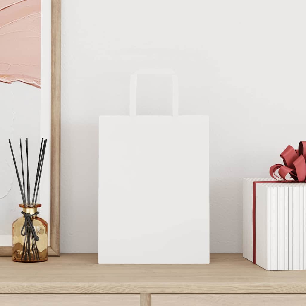 Sacchetti di Carta Kraft 50 pz con Manici Bianchi 21x11x28 cm