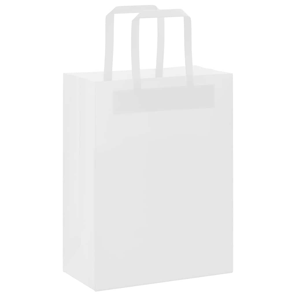 Sacchetti di Carta Kraft 50 pz con Manici Bianchi 21x11x28 cm