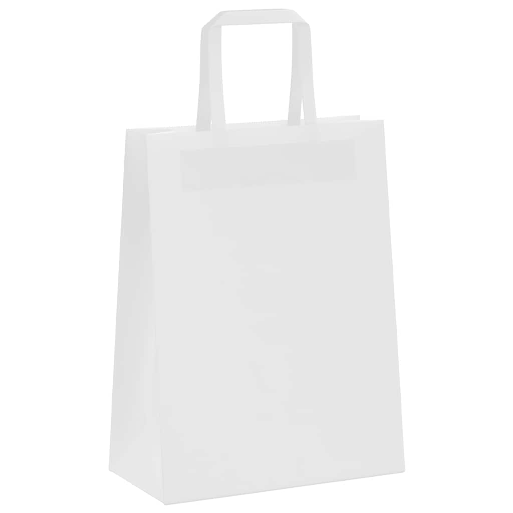 Sacchetti di Carta Kraft 50 pz con Manici Bianchi 21x11x28 cm