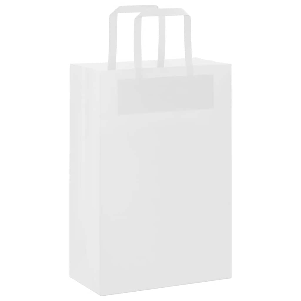 Sacchetti di Carta Kraft 50 pz con Manici Bianchi 21x11x31 cm