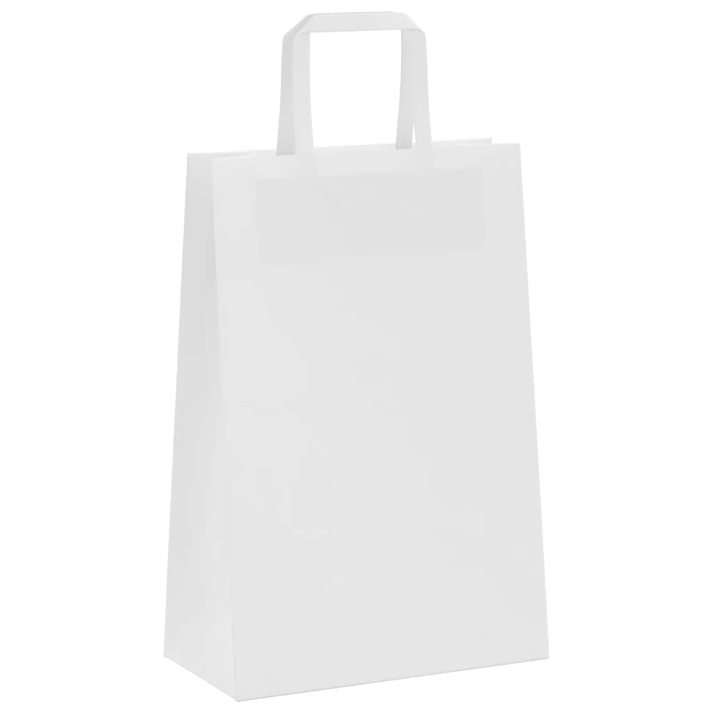 Sacchetti di Carta Kraft 50 pz con Manici Bianchi 21x11x31 cm