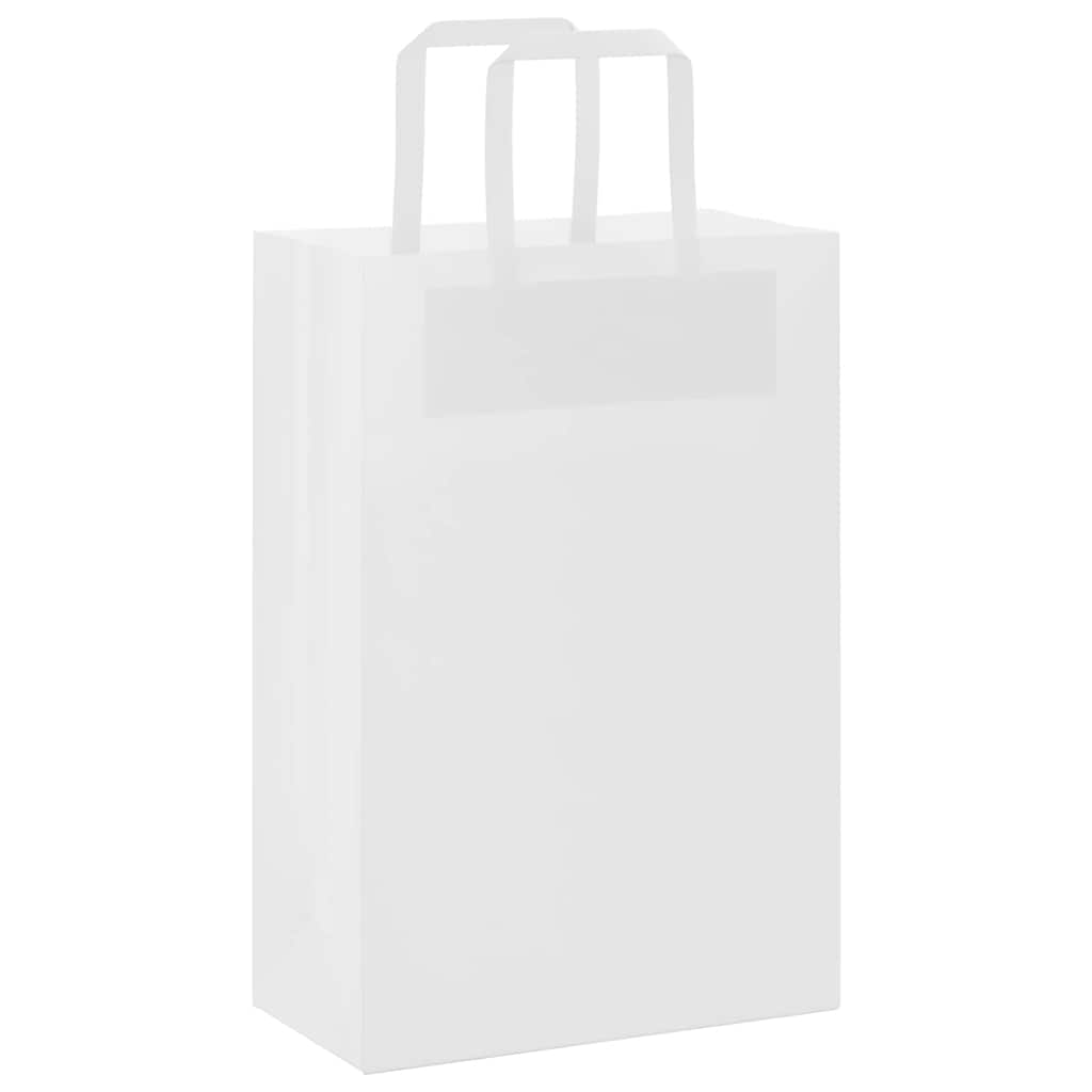 Sacchetti di Carta Kraft 250 pz con Manici Bianchi 21x11x31 cm