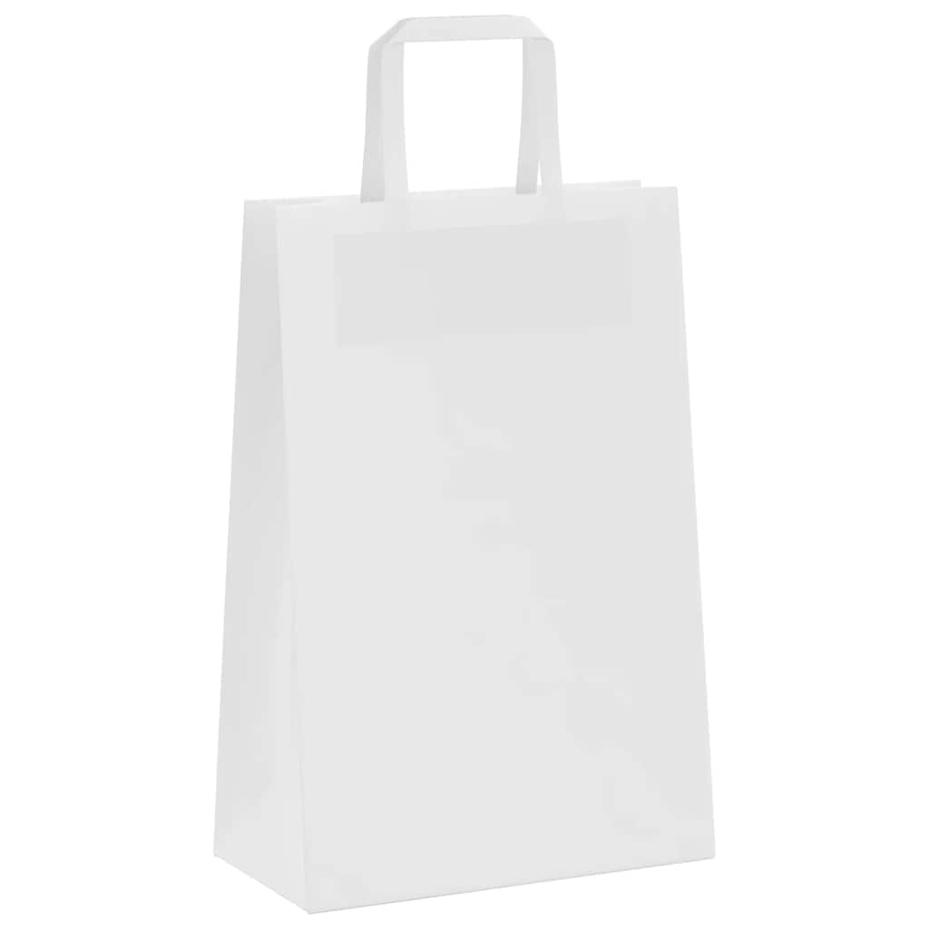 Sacchetti di Carta Kraft 250 pz con Manici Bianchi 21x11x31 cm
