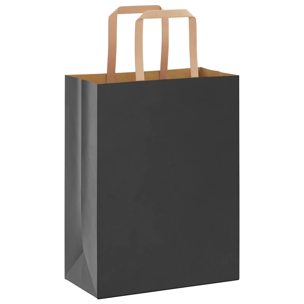 Sacchetti di Carta Kraft 50 pz con Manici Neri 21x11x28 cm