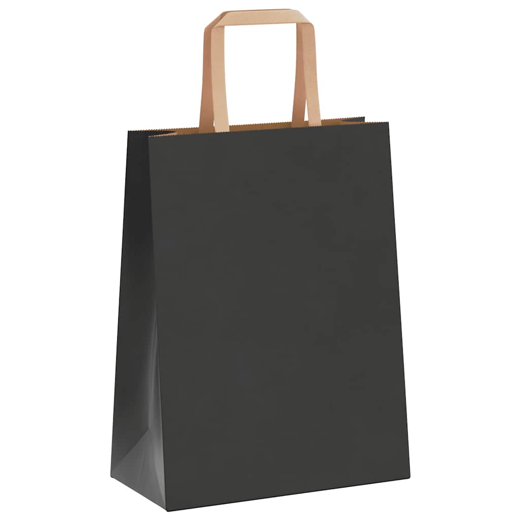 Sacchetti di Carta Kraft 50 pz con Manici Neri 21x11x28 cm