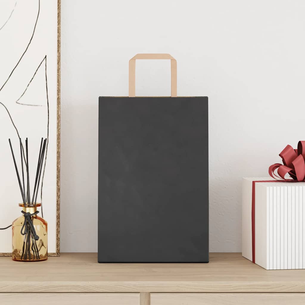 Sacchetti di Carta Kraft 50 pz con Manici Neri 21x11x31 cm
