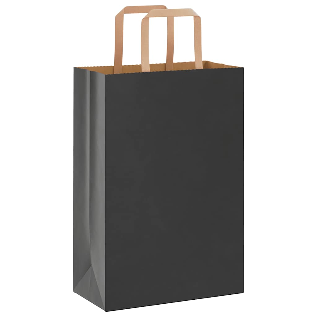 Sacchetti di Carta Kraft 50 pz con Manici Neri 21x11x31 cm