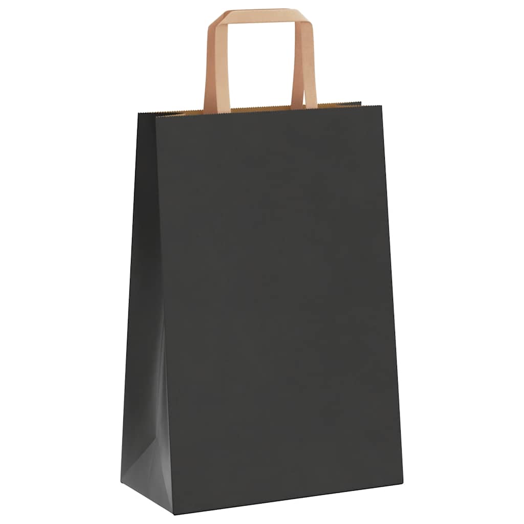 Sacchetti di Carta Kraft 50 pz con Manici Neri 21x11x31 cm
