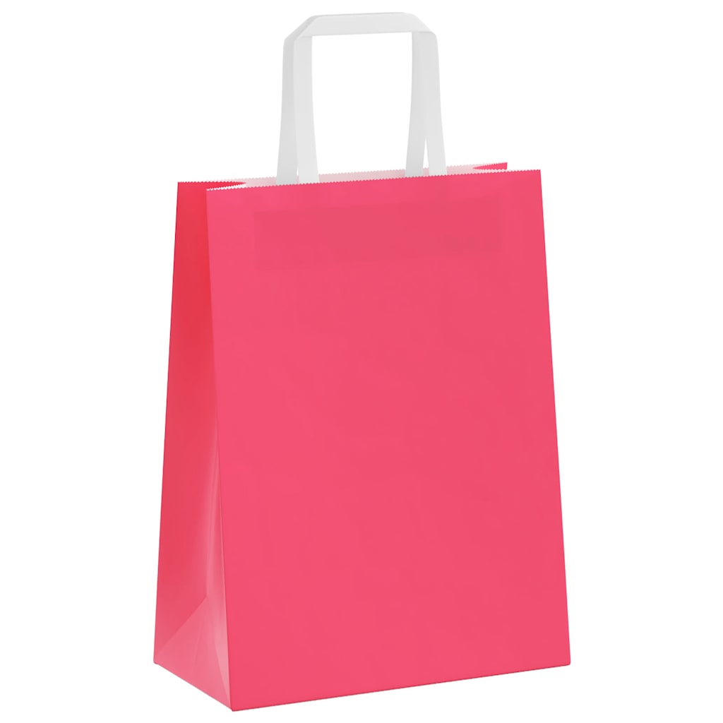 Sacchetti di Carta Kraft 50 pz con Manici Rosa 21x11x28 cm
