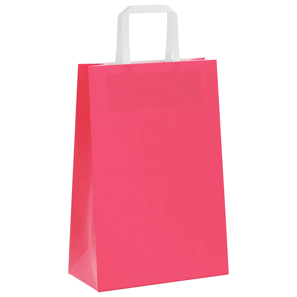 Sacchetti di Carta Kraft 50 pz con Manici Rosa 21x11x31 cm