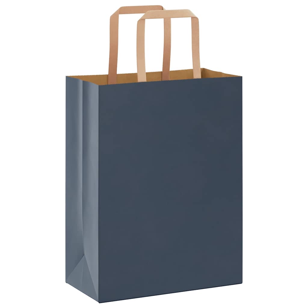 Sacchetti di Carta Kraft 50 pz con Manici Blu 21x11x28 cm