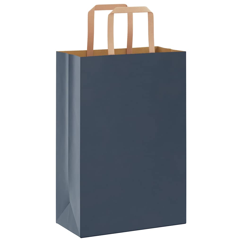 Sacchetti di Carta Kraft 50 pz con Manici Blu 21x11x31 cm