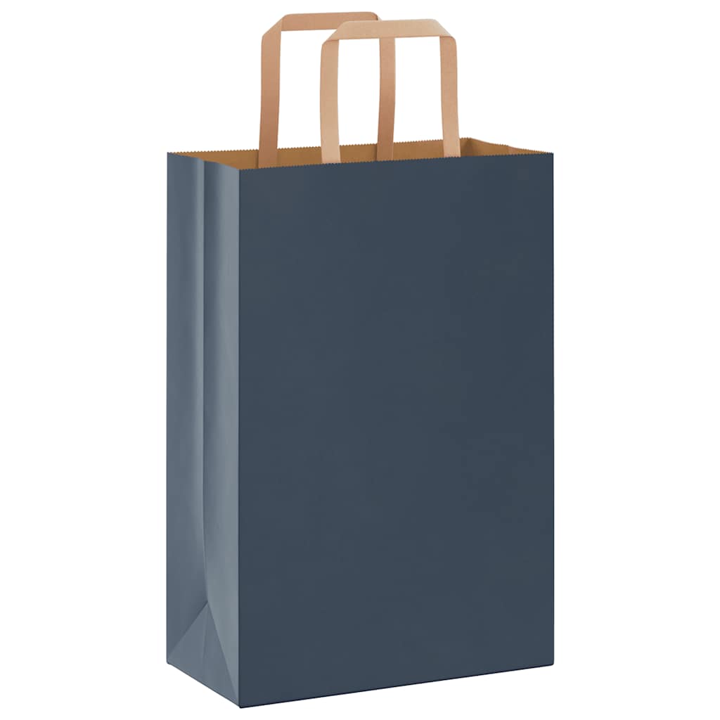 Sacchetti di Carta Kraft 250 pz con Manici Blu 21x11x31 cm