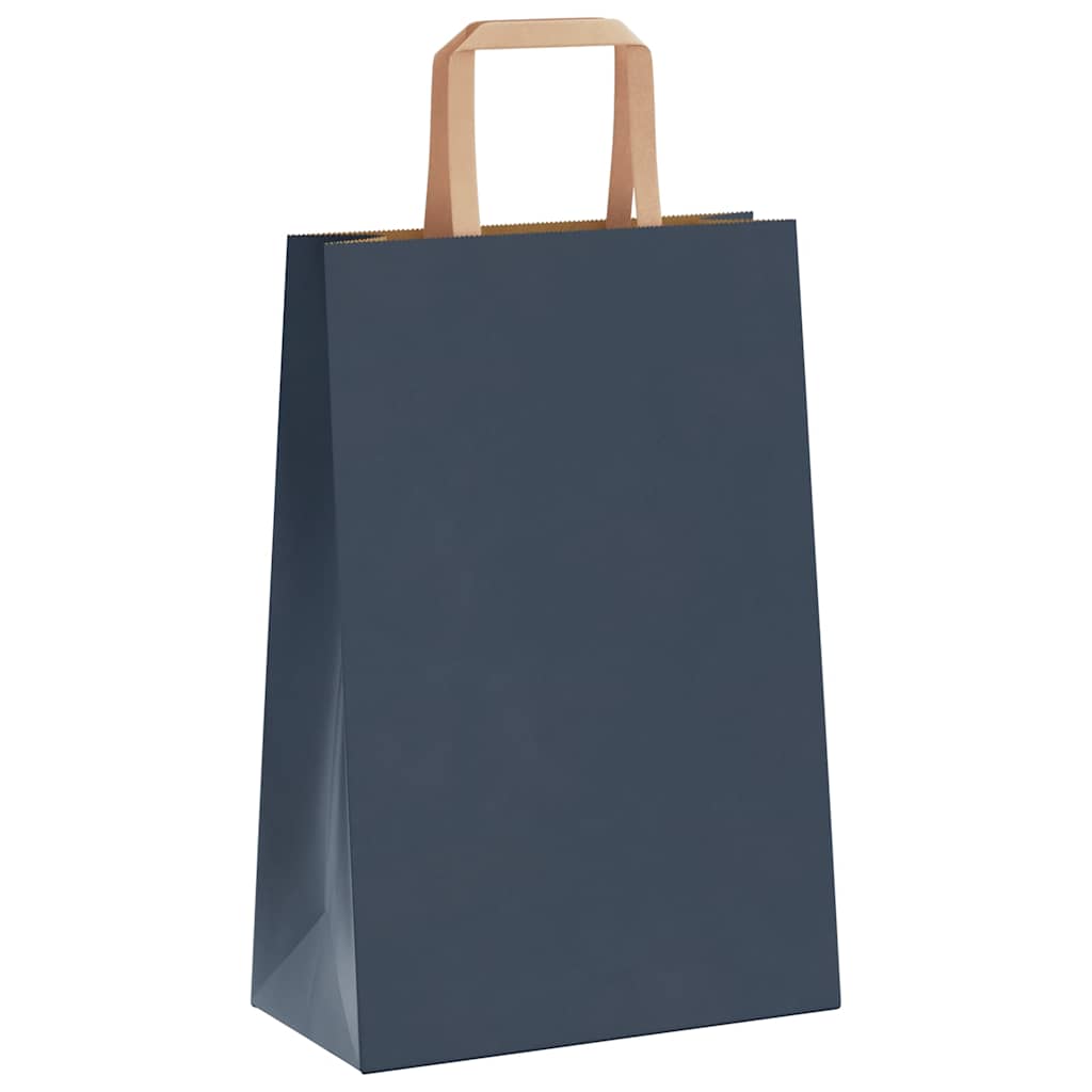 Sacchetti di Carta Kraft 250 pz con Manici Blu 21x11x31 cm