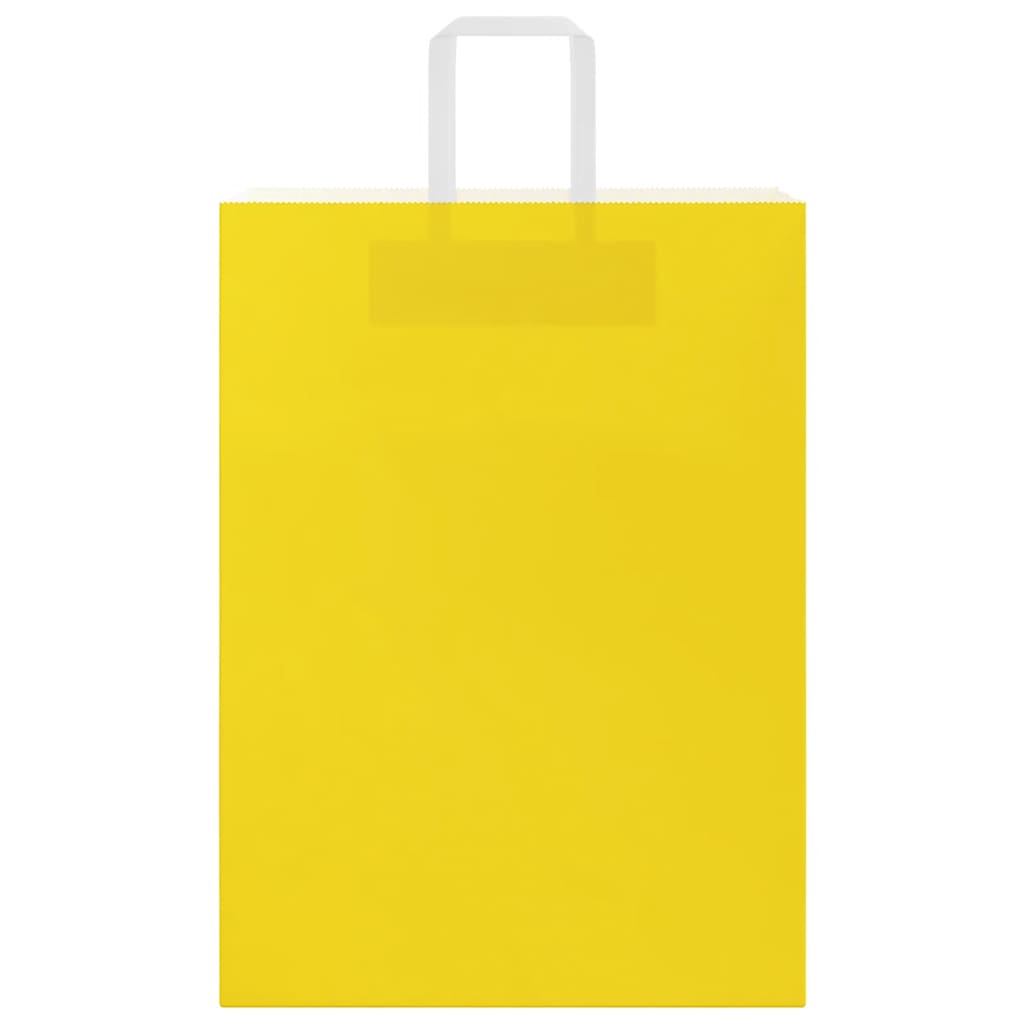Sacchetti di Carta Kraft 50 pz con Manici Gialli 32x17x44 cm