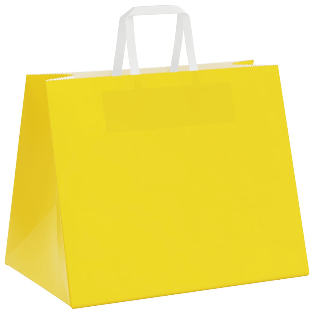 Sacchetti di Carta Kraft 50 pz con Manici Gialli 32x22x24 cm