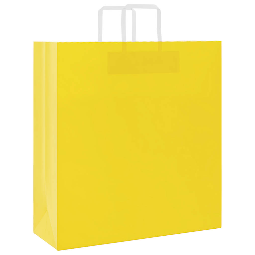Sacchetti di Carta Kraft 50 pz con Manici Gialli 45x17x48 cm