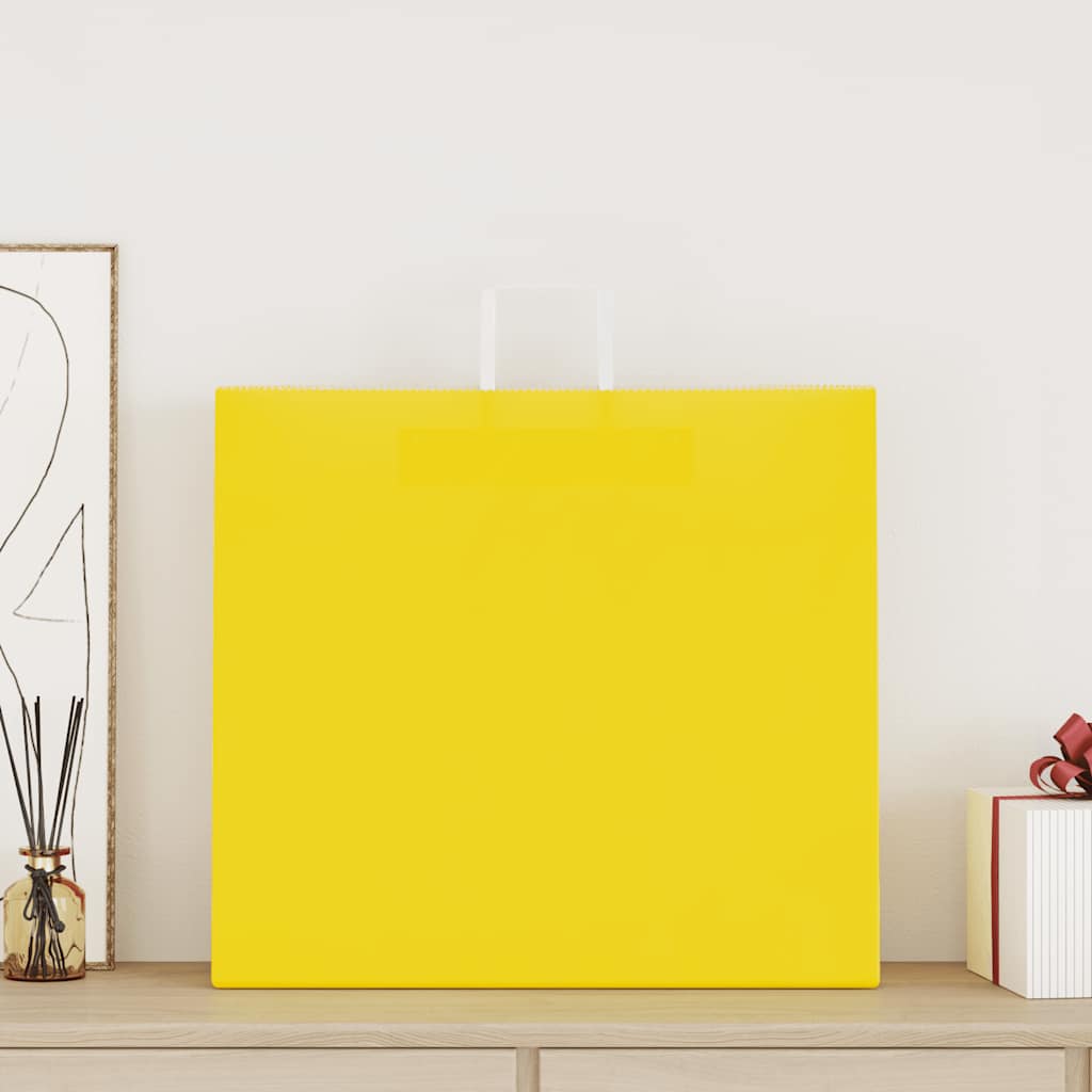 Sacchetti di Carta Kraft 50 pz con Manici Gialli 54x15x49 cm