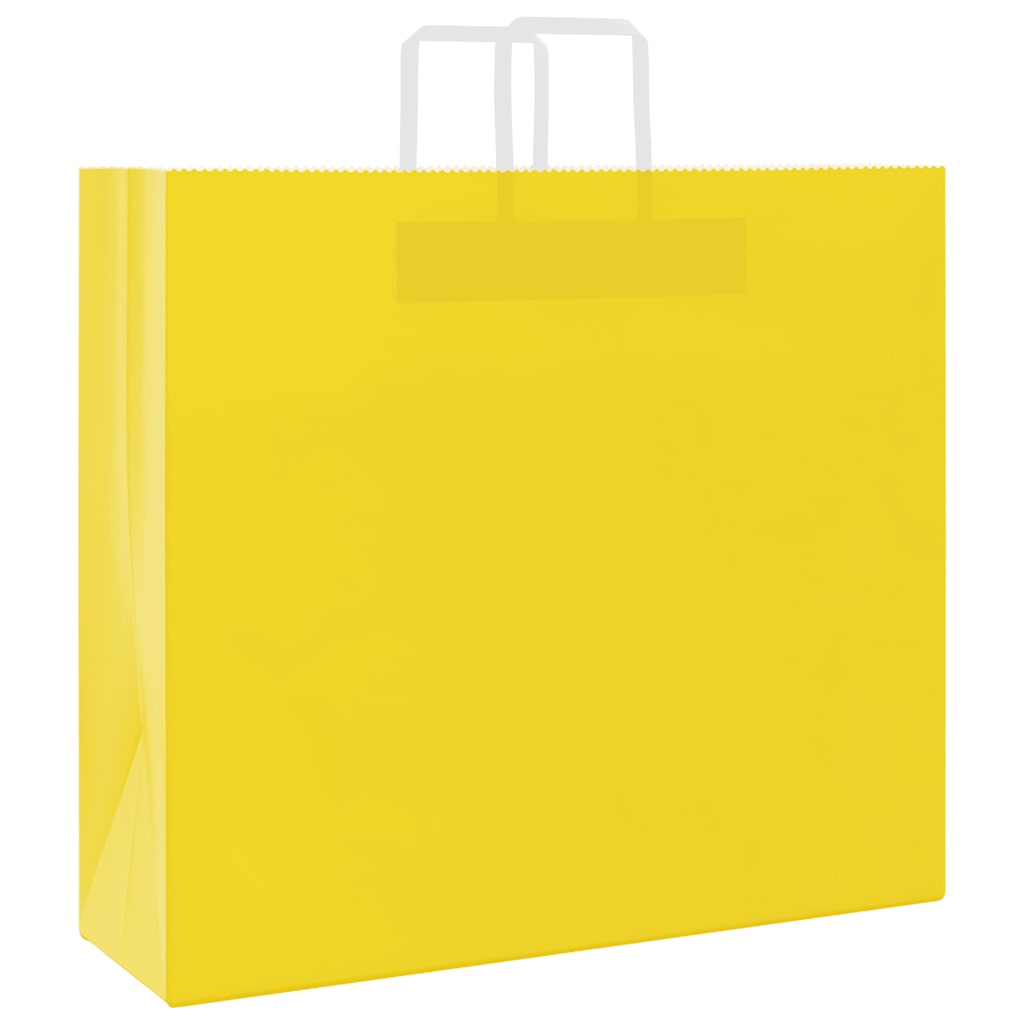 Sacchetti di Carta Kraft 50 pz con Manici Gialli 54x15x49 cm