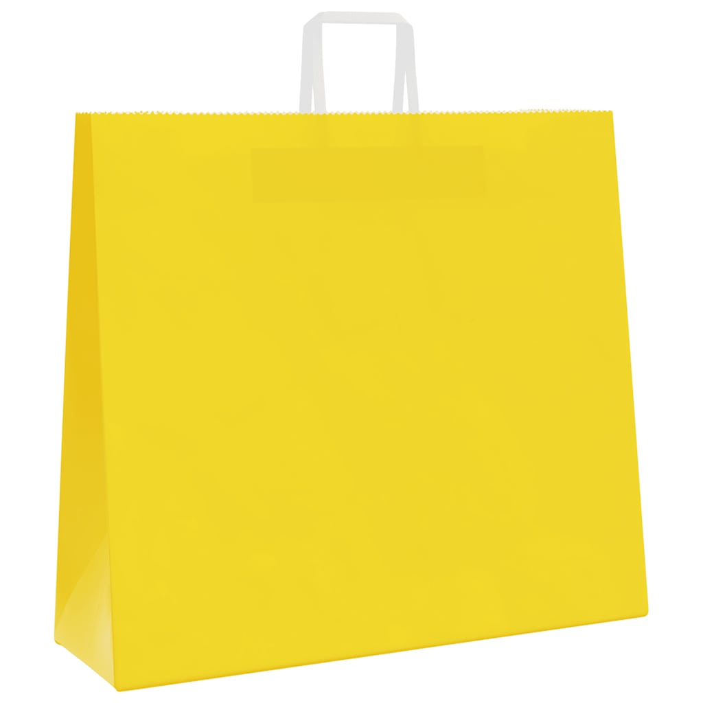 Sacchetti di Carta Kraft 50 pz con Manici Gialli 54x15x49 cm