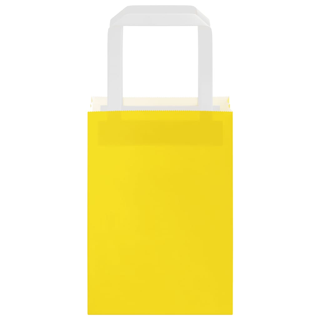 Sacchetti di Carta Kraft 250 pz con Manici Gialli 15x8x21 cm