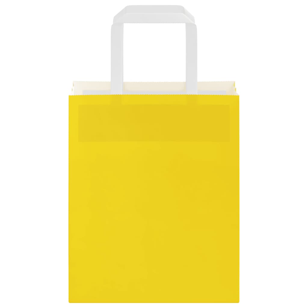 Sacchetti di Carta Kraft 250 pz con Manici Gialli 18x8x22 cm