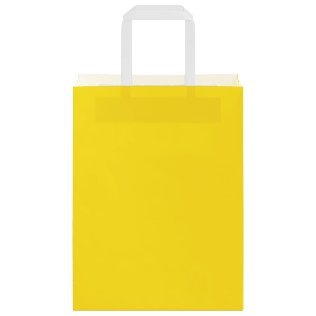 Sacchetti di Carta Kraft 250 pz con Manici Gialli 21x11x28 cm