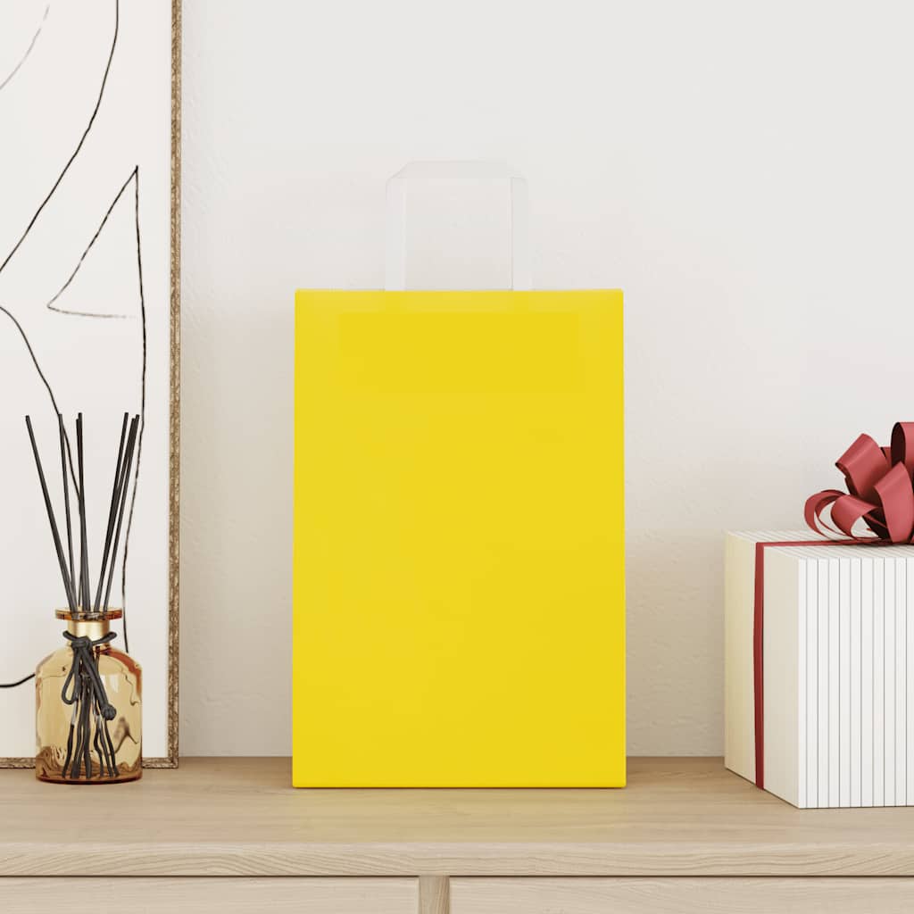 Sacchetti di Carta Kraft 250 pz con Manici Gialli 21x11x31 cm