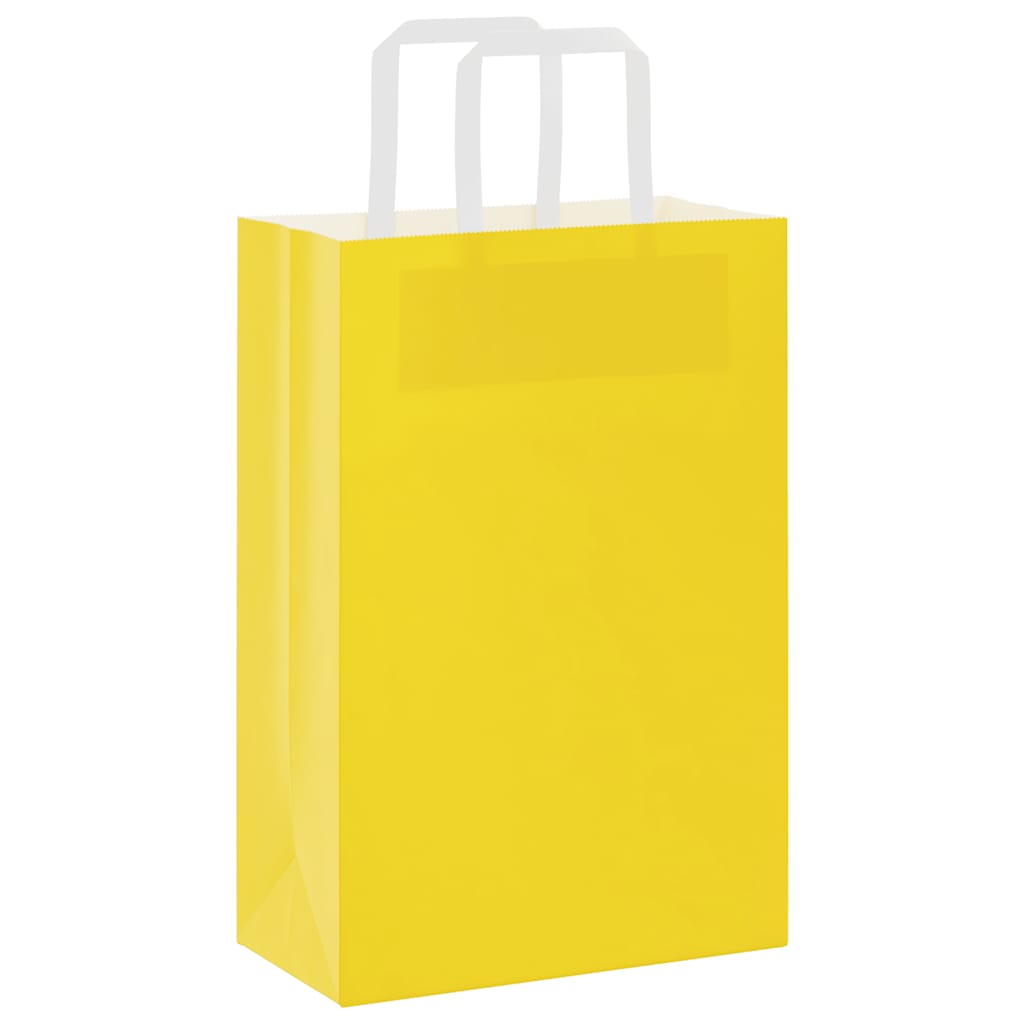 Sacchetti di Carta Kraft 250 pz con Manici Gialli 21x11x31 cm