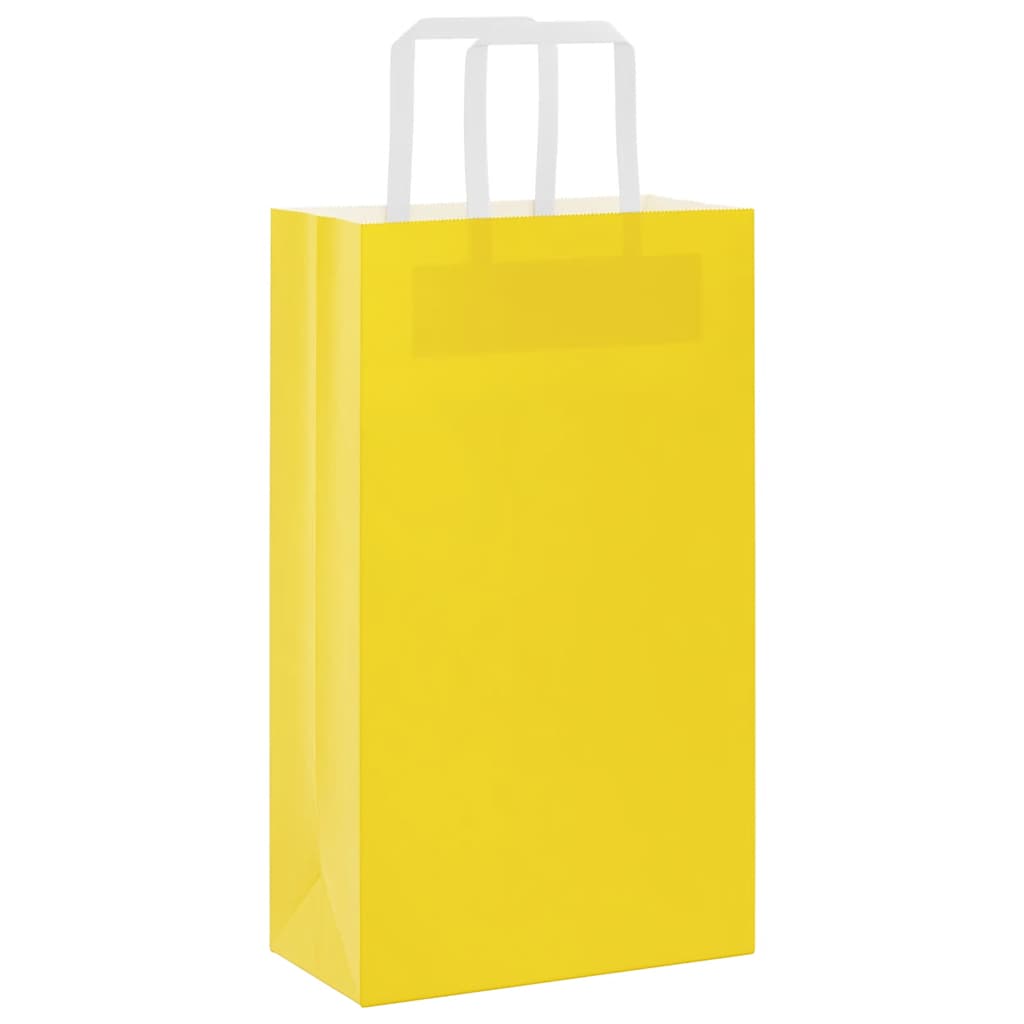 Sacchetti di Carta Kraft 250 pz con Manici Gialli 21x11x36 cm