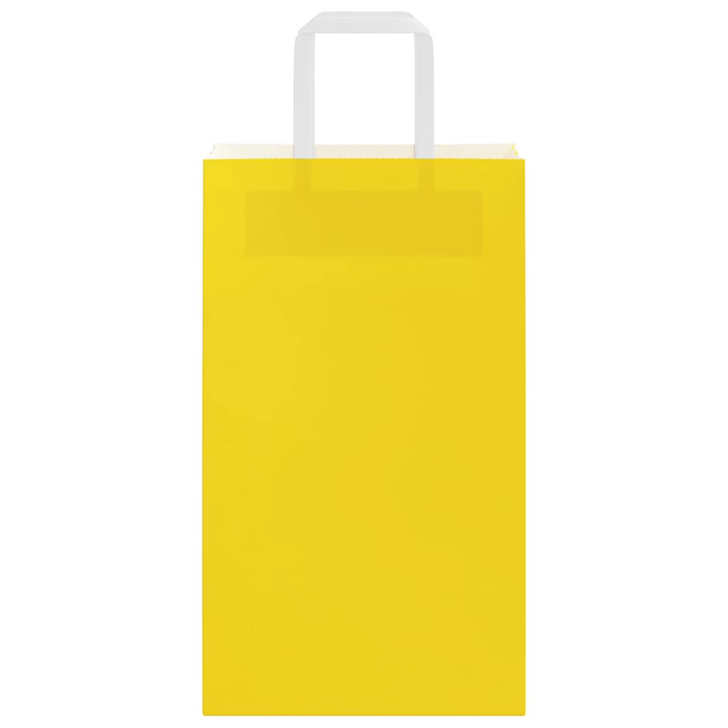 Sacchetti di Carta Kraft 250 pz con Manici Gialli 21x11x36 cm