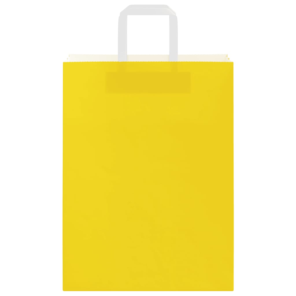 Sacchetti di Carta Kraft 250 pz con Manici Gialli 26x12x35 cm