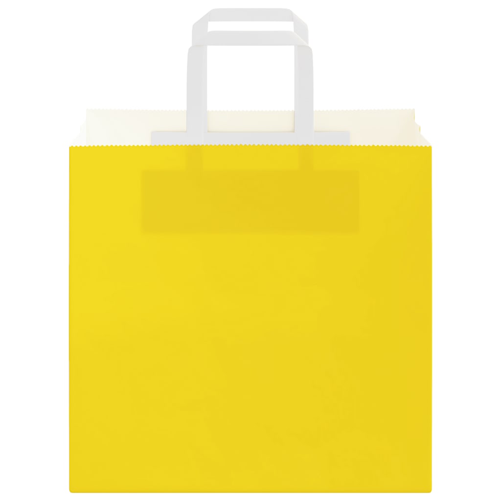 Sacchetti di Carta Kraft 250 pz con Manici Gialli 26x17x25 cm