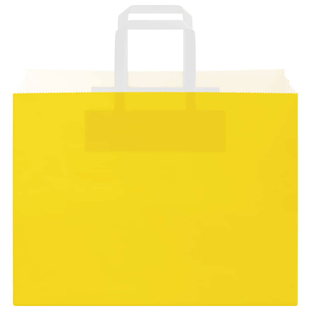 Sacchetti di Carta Kraft 250 pz con Manici Gialli 32x17x25 cm