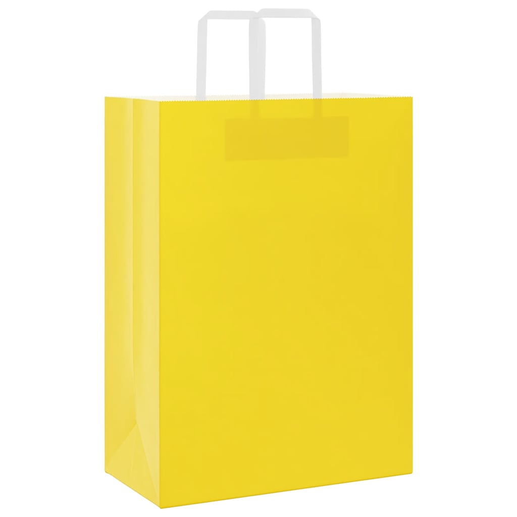 Sacchetti di Carta Kraft 250 pz con Manici Gialli 32x17x44 cm