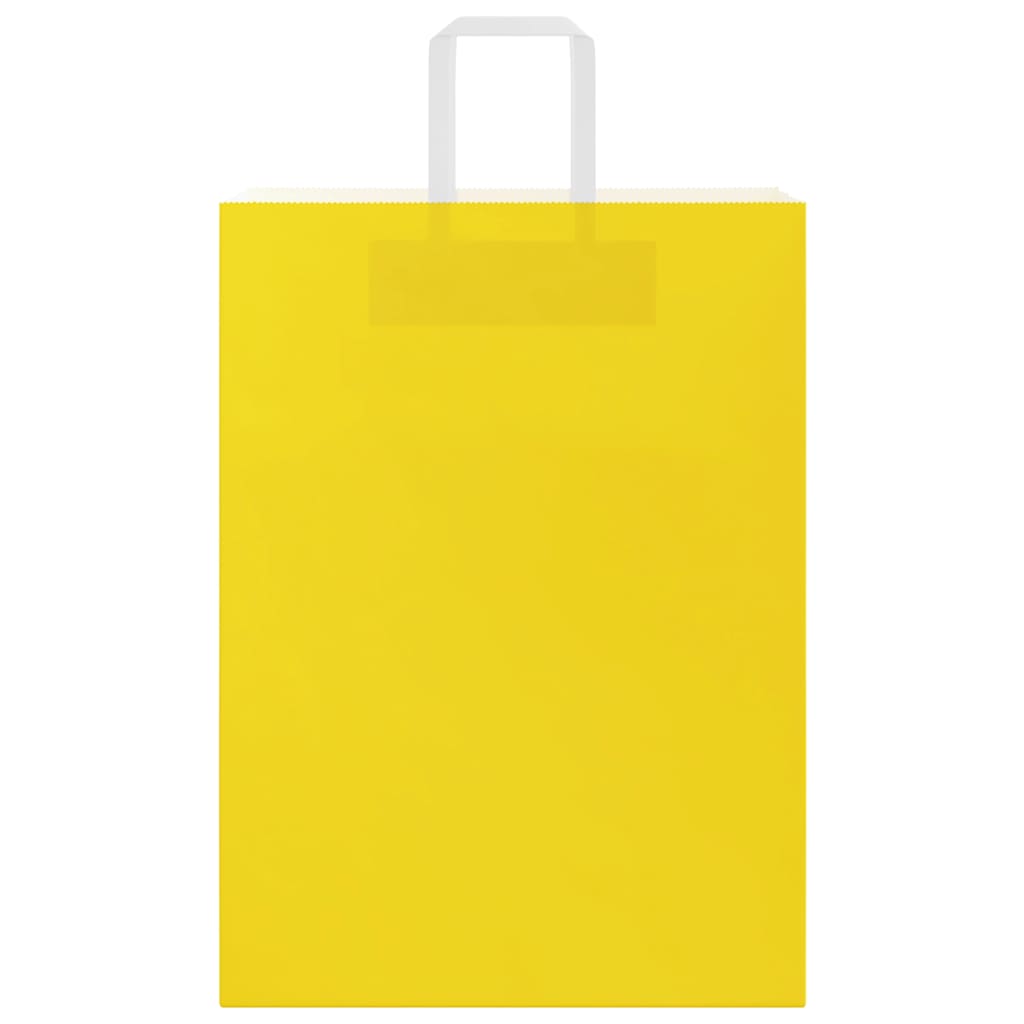 Sacchetti di Carta Kraft 250 pz con Manici Gialli 32x17x44 cm