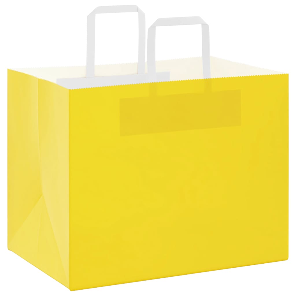 Sacchetti di Carta Kraft 250 pz con Manici Gialli 32x22x24 cm