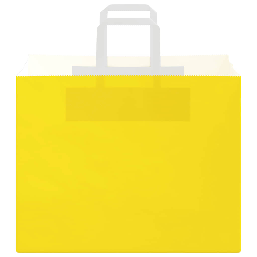 Sacchetti di Carta Kraft 250 pz con Manici Gialli 32x22x24 cm
