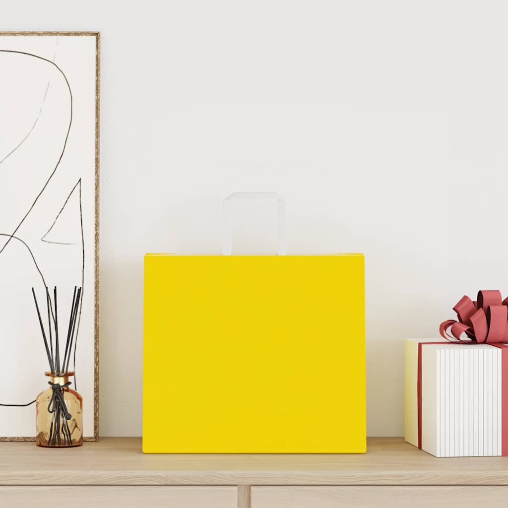 Sacchetti di Carta Kraft 250 pz con Manici Gialli 32x22x28 cm