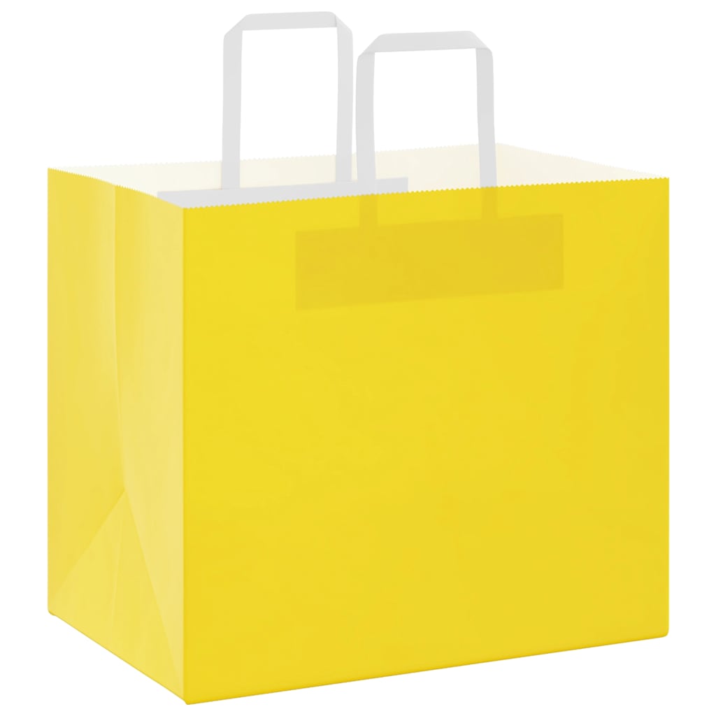 Sacchetti di Carta Kraft 250 pz con Manici Gialli 32x22x28 cm