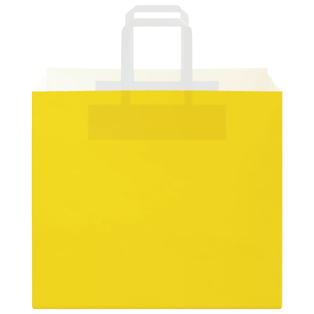 Sacchetti di Carta Kraft 250 pz con Manici Gialli 32x22x28 cm