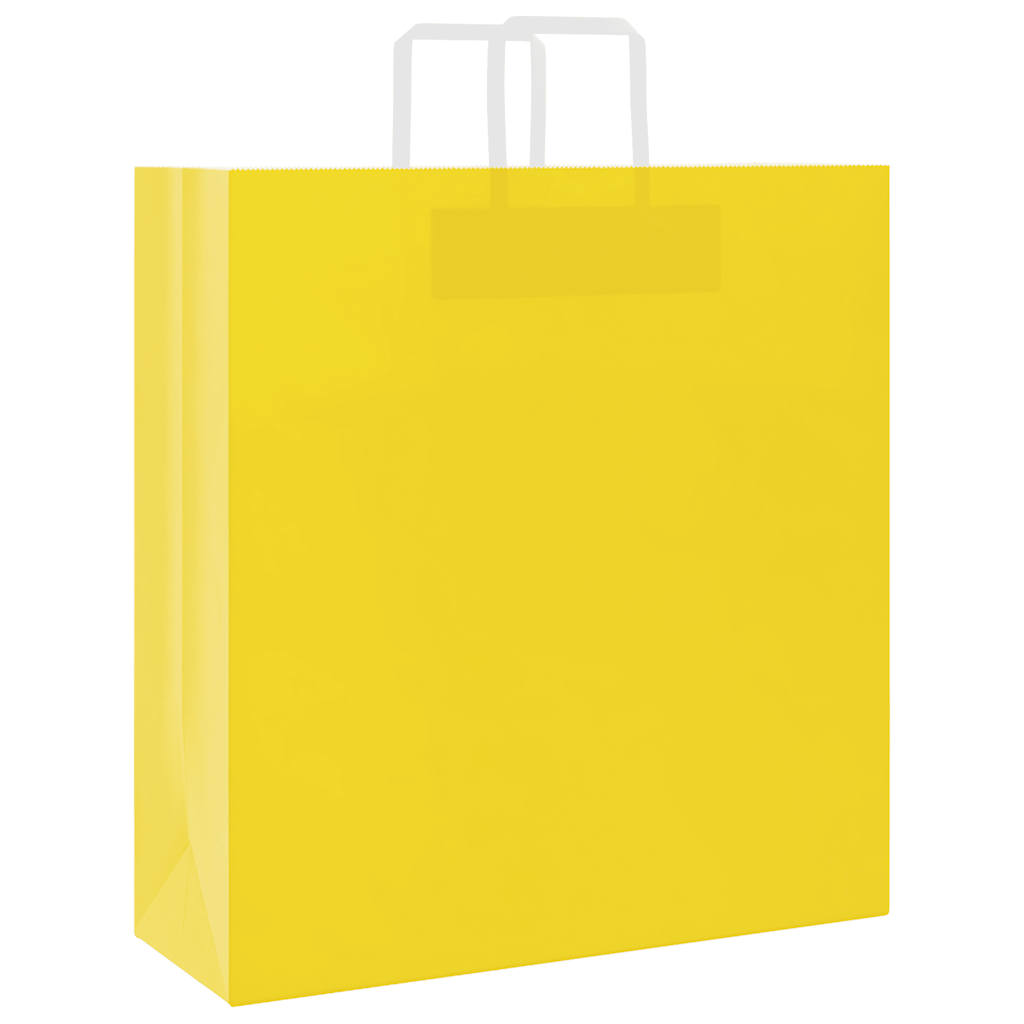 Sacchetti di Carta Kraft 250 pz con Manici Gialli 45x17x48 cm